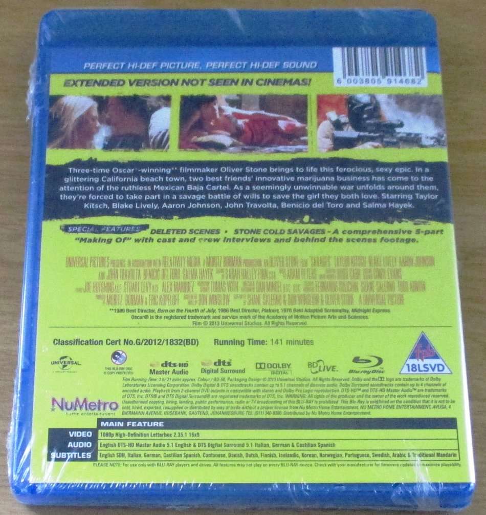 SAVAGES Oliver Stone BLU RAY [BLU RAY SHELF]