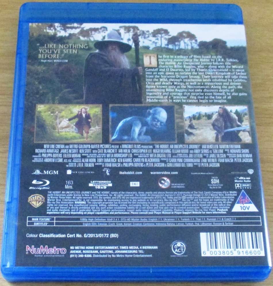 THE HOBBIT An Unexpected Journey BLU RAY [BLU RAY SHELF]