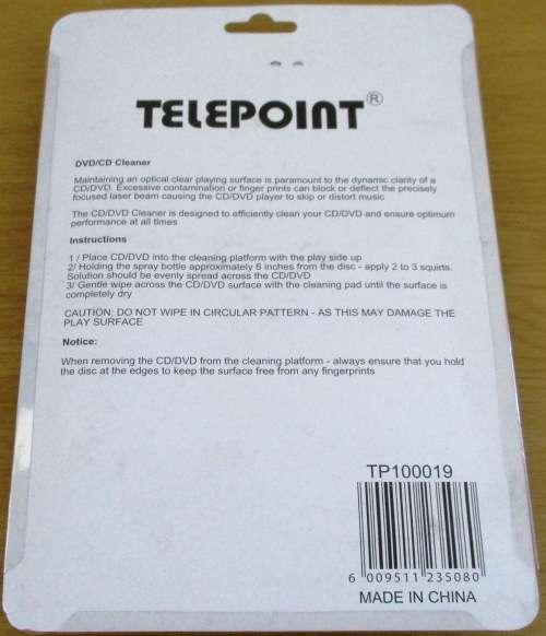 TELEPOINT CD / DVD CLEANER with CLEANING LIQUID
