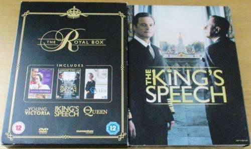 CULT FILM: THE ROYAL BOX: The Queen + The King`s Speech + Young Victoria BOX SET  [SHELF D2]