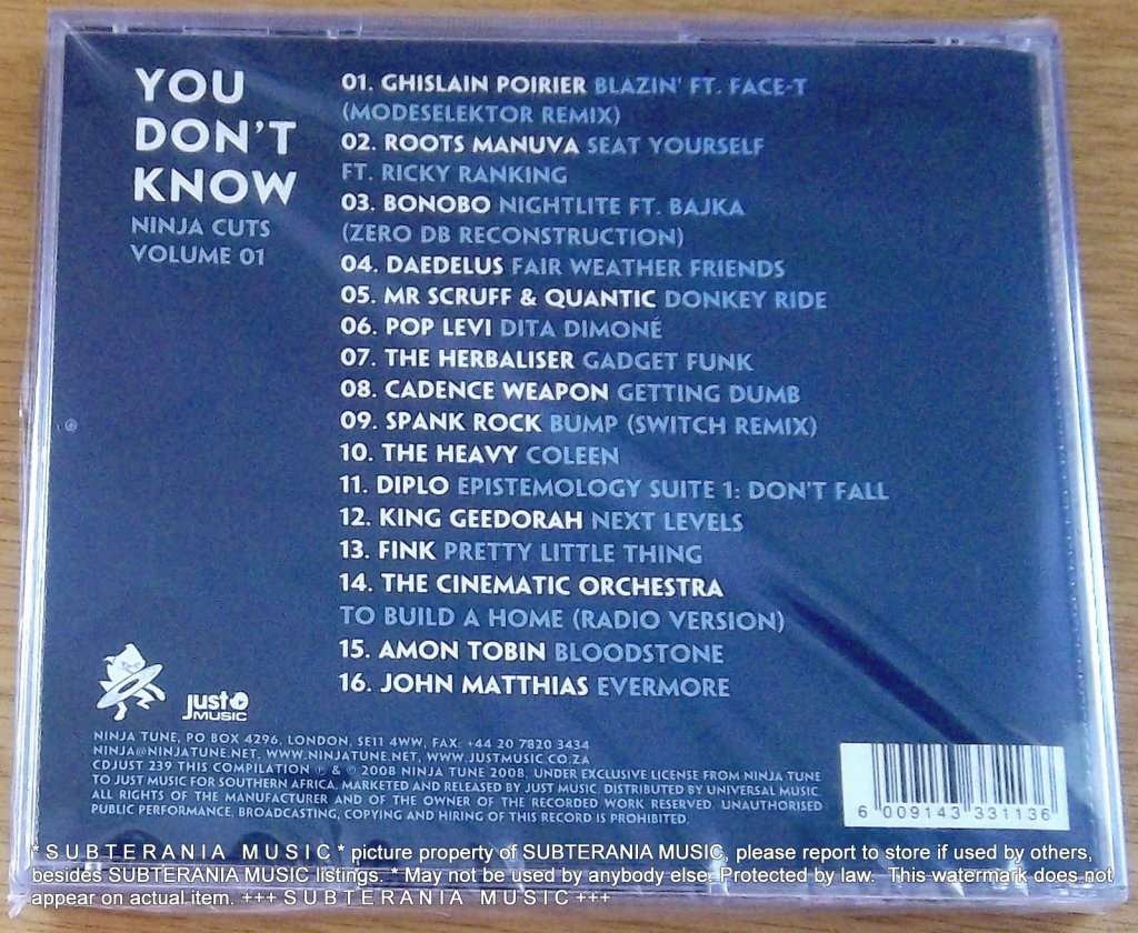 NINJA CUTS Volume 01 You Don`t Know Cat# CDJUST 239
