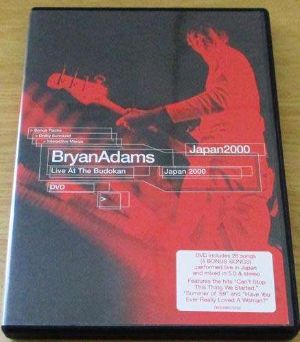 BRYAN ADAMS LIve at the Budokan Japan 2000 DVD  [OFFICE DVD SHELF]