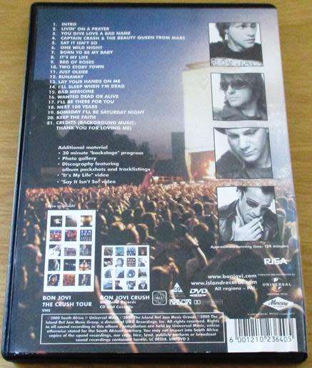 BON JOVI The Crush Tour DVD