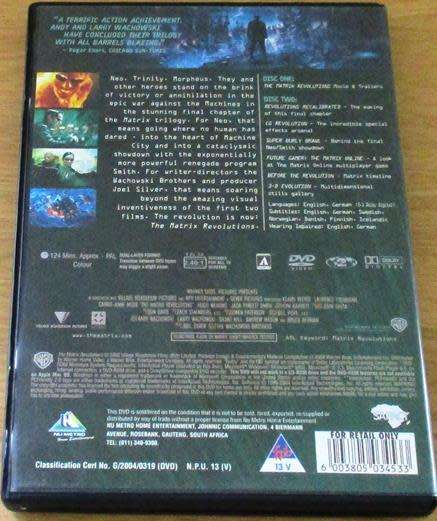 CLEARANCE SALE: THE MATRIX REVOLUTIONS DVD  [DVD BBOX 4]