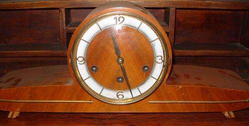 1950's MANTEL CLOCK  WALNUT- Original Parts! Made In Germany