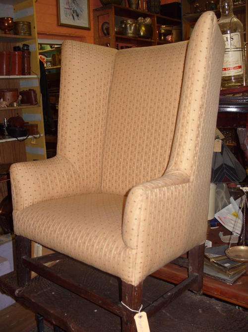 WingBack Chair with Teak Legs & wheels