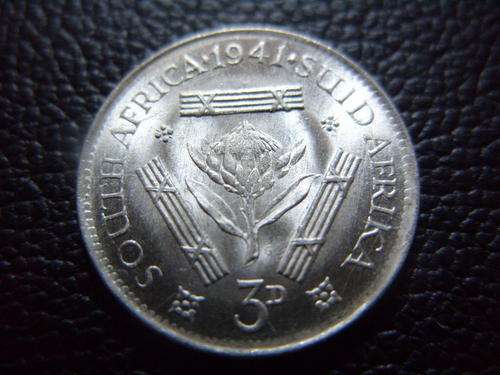 South Africa - 1941 Silver 3d - BRILLIANT UNC