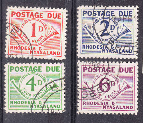 1961 Rhodesia & Nyasaland  Set of 4 POSTAGE DUE SG D1-D4 FU