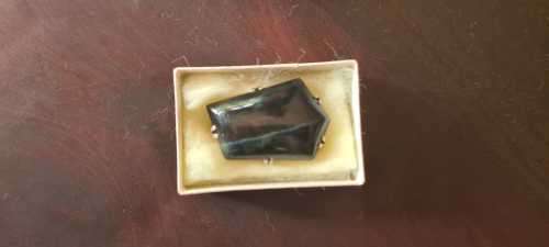 Sterling Silver and Blue Tigres Eye Brooch, Vintage