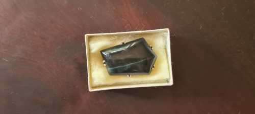 Sterling Silver and Blue Tigres Eye Brooch, Vintage