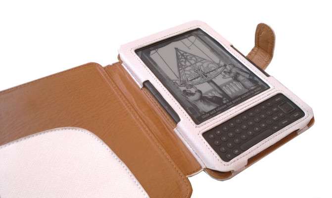 In Stock! White Leather Case Cover + Light for Amazon Kindle 3 eBook Reader