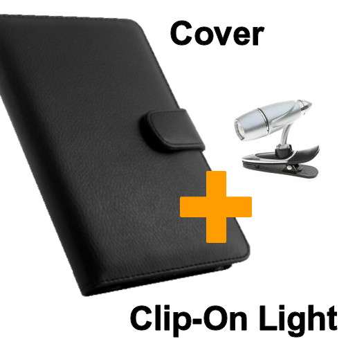 In Stock! Black Flip Case Cover for Amazon Kindle 3 + Clip-On Light