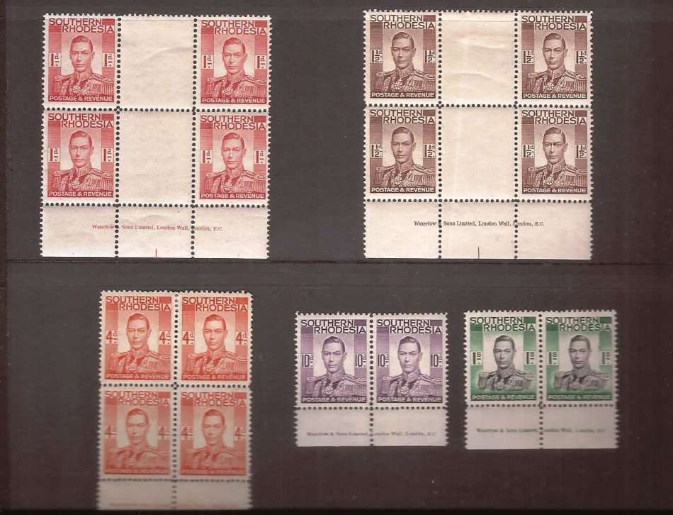 SUPER SCARCE KGVI - SOUTHERN RHODESIA IMPRINTS - INCLUDING GUTTER IMPRINTS