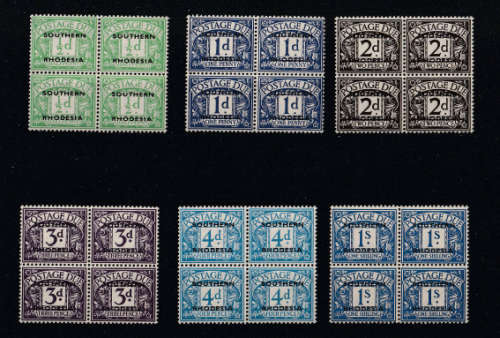 Southern and Northern Rhosedia 2 great lots on blocks of 4 MNH 1949/51 Postage Dues & UPU