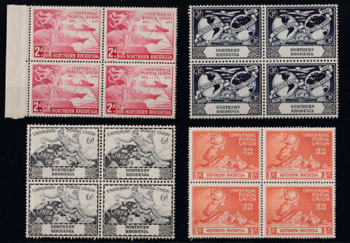 Southern and Northern Rhosedia 2 great lots on blocks of 4 MNH 1949/51 Postage Dues & UPU