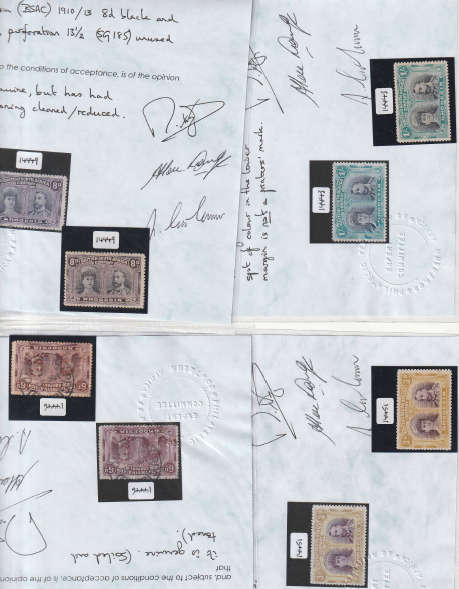 1910 Double Head Rhodesia stamps - group of 4 all with certificates