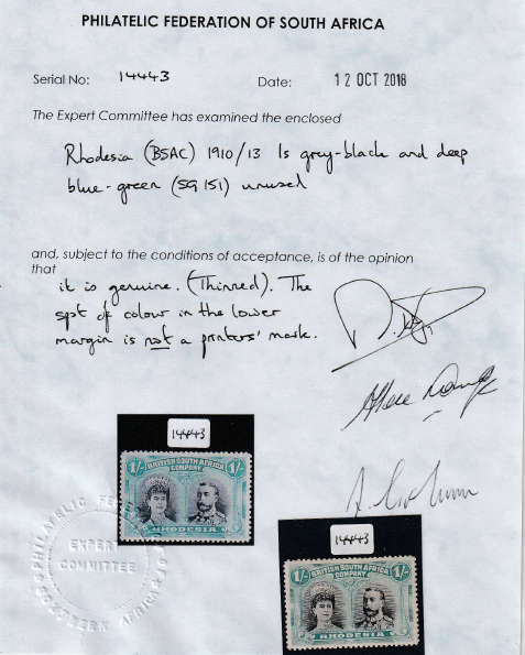 1910 Double Head Rhodesia stamps - group of 4 all with certificates