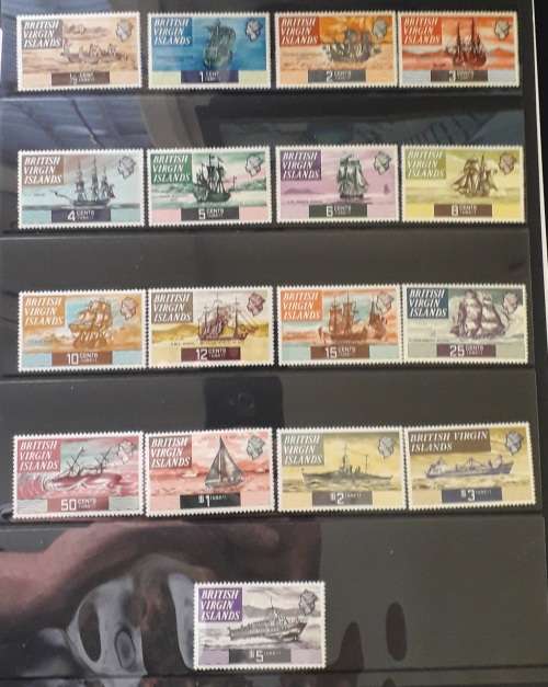 BRITISH VIRGIN ISLANDS 1970 SHIPS DEFIN SET OF 17 UMM. SG 240-56. CAT 30 GPB
