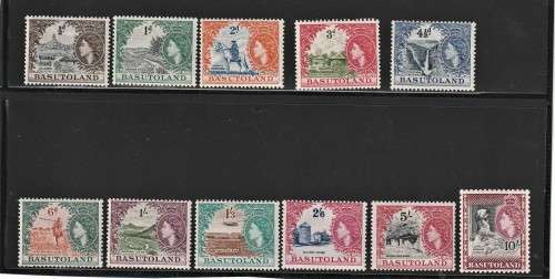 1954 QE2 BASUTHOLAND FULL SET 11 STAMPS SACC 43-53 MLH