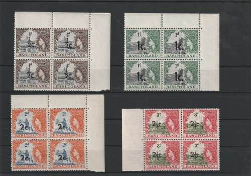 1961 BASUTHOLAND SACC 43-53 SET IN UNMOUNTED MINT BLOCKS OF 4