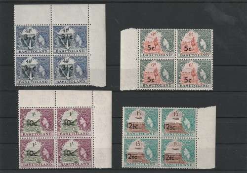 1961 BASUTHOLAND SACC 43-53 SET IN UNMOUNTED MINT BLOCKS OF 4