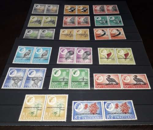 1962 QE2 SWAZILAND INDEPEDENCE SET IN PAIRS MNH SACC 89-104