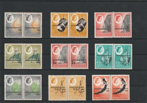 1962 QE2 SWAZILAND INDEPEDENCE SET IN PAIRS MNH SACC 89-104