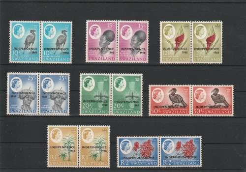 1962 QE2 SWAZILAND INDEPEDENCE SET IN PAIRS MNH SACC 89-104