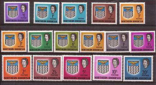 QE II NORTHERN RHODESIA COMPLETE SET INCL MISSING VALUE 1D MINT VERY LIGHT HINGE