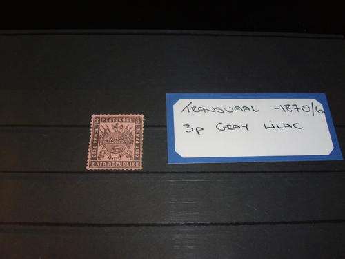 VERY RARE TRANSVAAL 1870/6 3P GREY LILAC -R1 START