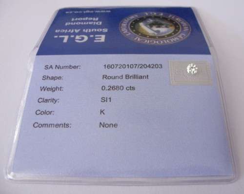 0.2680 Carat Certified Round Brilliant Natural Diamond