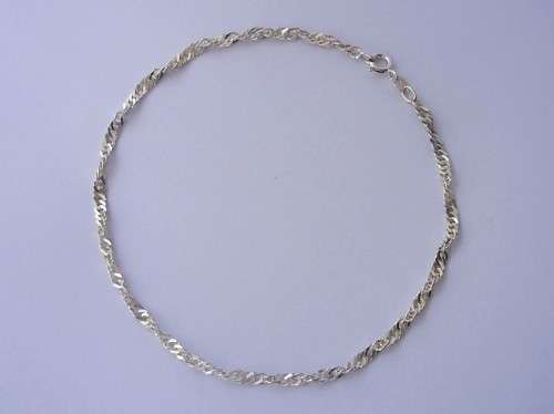Silver Ladies Twisted Ankle Bracelet - 925 Solid Sterling Silver