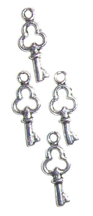 Silver Key charms 17mm x 6mm (10pcs)