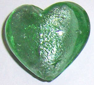 Glass foil bead heart - Light Green 29mm (1pc)