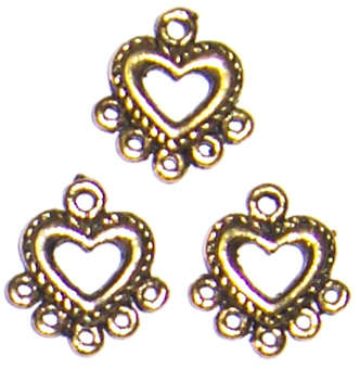 Sale!! Gold heart ear ring part  12mm x 14mm  (2pcs)
