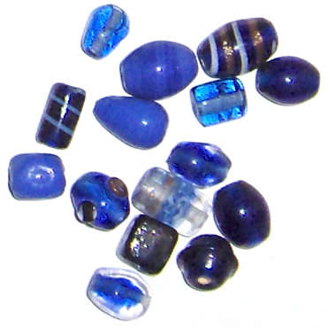*Sale* Glass Indian Blue mix beads 20g (+/-17pcs)