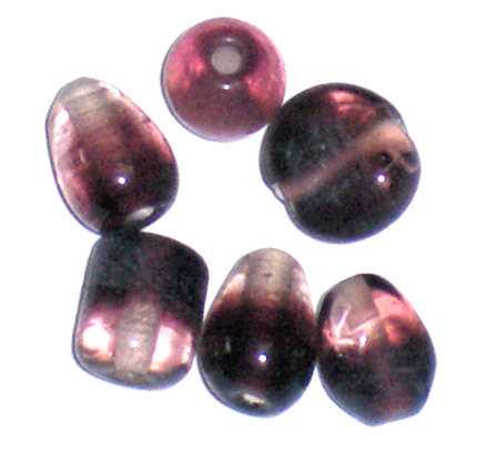 Clearance sale!! Glass Indian Purple and clear beads 6g(+/-5pcs)