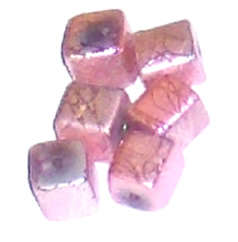 Splashed Pink 8mm cube glass beads (5pcs)