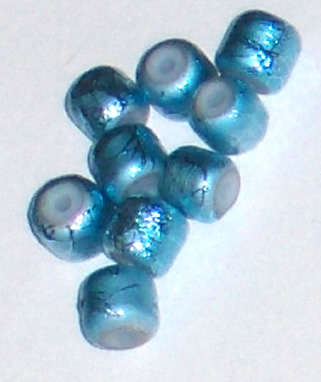 Splashed Light blue 6mm Tube glass beads (5pcs)