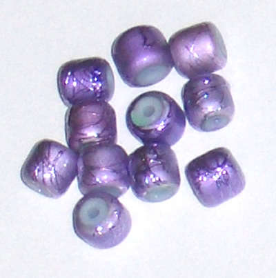 Splashed Purple 6mm Tube glass beads (5pcs)
