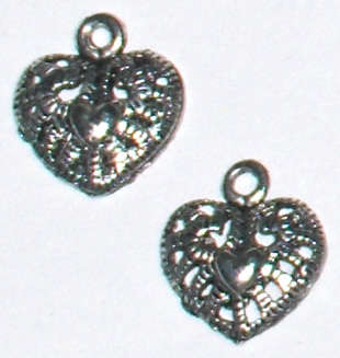 Silver heart charm 13mm x 14mm (4pcs)
