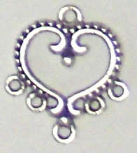 Silver heart ear ring part 20mm x 21mm (2pcs)