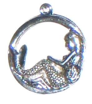 Silver Mermaid pendant 27mm x 28mm (1pc)