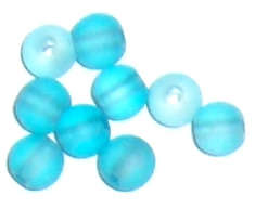 Iced Light blue 6mm round glass beads (10pcs)