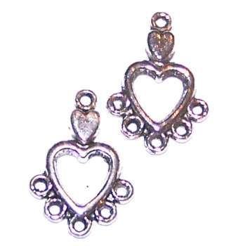 Silver heart ear ring part 19mm x 13mm (2pcs)
