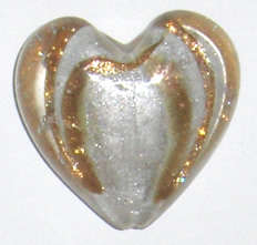 White Glass foil heart bead 34mm (1pc)