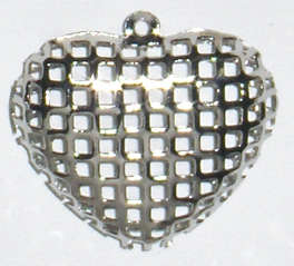 Silver woven heart pendant 40mm  (1pc)
