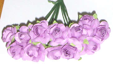 Lilac Paper Roses 15mm (12pcs)