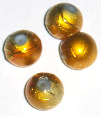 Splashed Yellow 8mm round glass beads (10pcs)