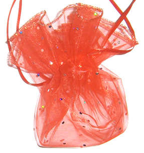 **Festive Season Special**Red with dots Organza draw string bags (10pcs)